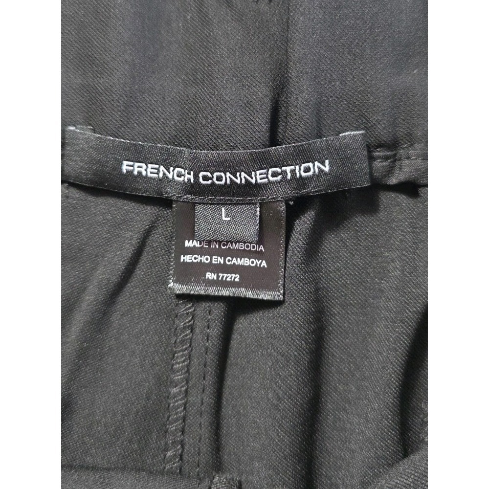 French Connection Wide Leg Trousers L Black High Rise NWT 30x27 Chic - Picture 7 of 13